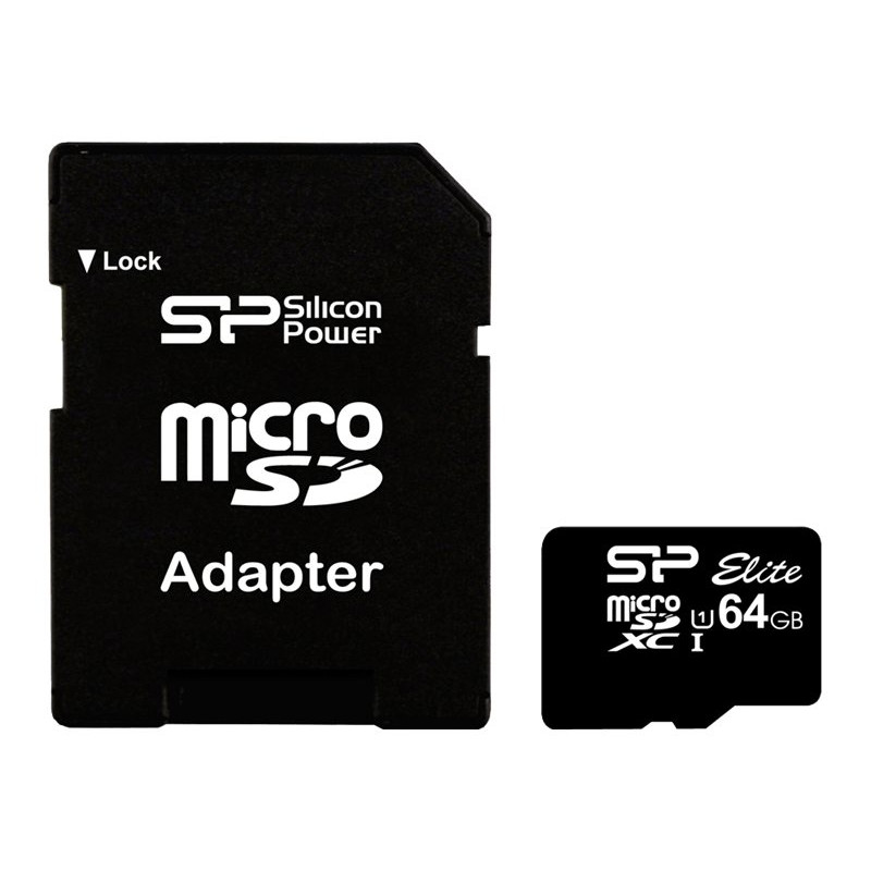SILICON POWER Micro SDXC 64GB Class 10 Elite UHS-1atminties kortelė + adapteris