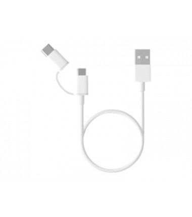 XIAOMI Mi 2-in-1 USB Cable Micro USB - Typ C, USB-C laidas/ kabelis, baltas, 1m