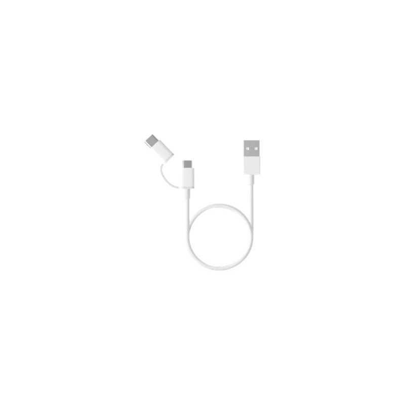XIAOMI Mi 2-in-1 USB Cable Micro USB - Typ C, USB-C laidas baltas, 1m