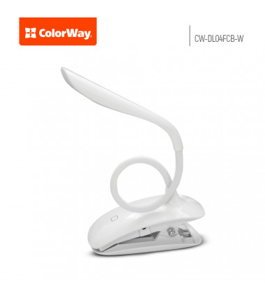 ColorWay LED Table Lamp Flexible & Clip with built-in battery White, Table lamp, 3 h, 5 V, 0.5 Ah
