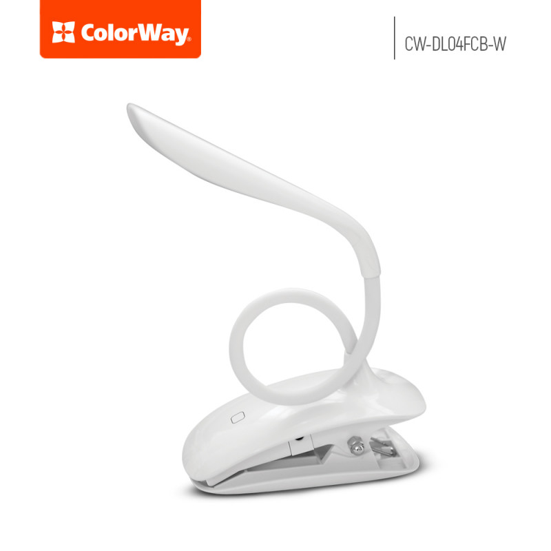 ColorWay LED Table Lamp Flexible & Clip with built-in battery White, Table lamp, 3 h, 5 V, 0.5 Ah