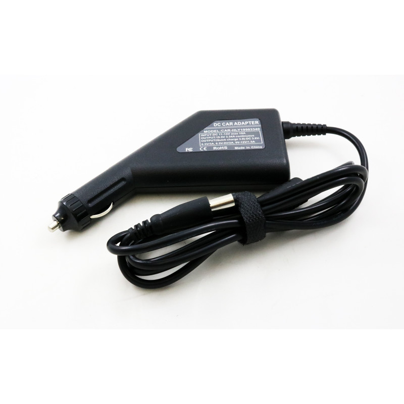 Dell Inspiron 15 3520 3521 19.5V 3.34A 7.4x5.0 car charger 65W + USB fast charge