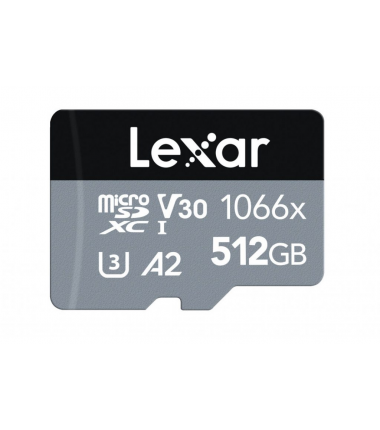 Lexar High-Performance 1066x UHS-I  MicroSDXC, 512 GB, Flash memory class 10, Black/Grey, Class: A2 V30 U3, 120 MB/s, 160 MB/s