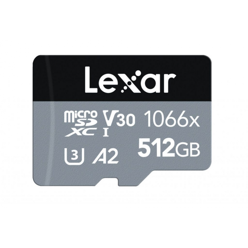 Lexar High-Performance 1066x UHS-I  MicroSDXC, 512 GB, Flash memory class 10, Black/Grey, Class: A2 V30 U3, 120 MB/s, 160 MB/s