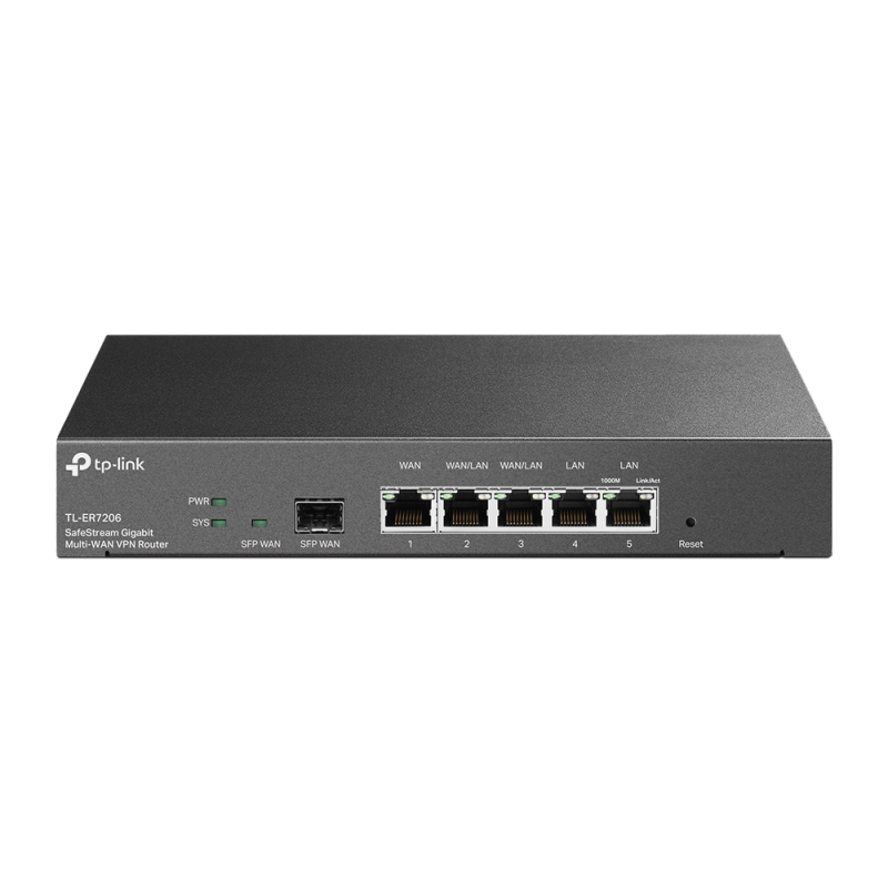 TP-LINK SafeStream Gigabit Multi-WAN VPN Router ER7206 10/100/1000 Mbit/s, Ethernet LAN (RJ-45) ports 1× Gigabit SFP WAN Port, 1
