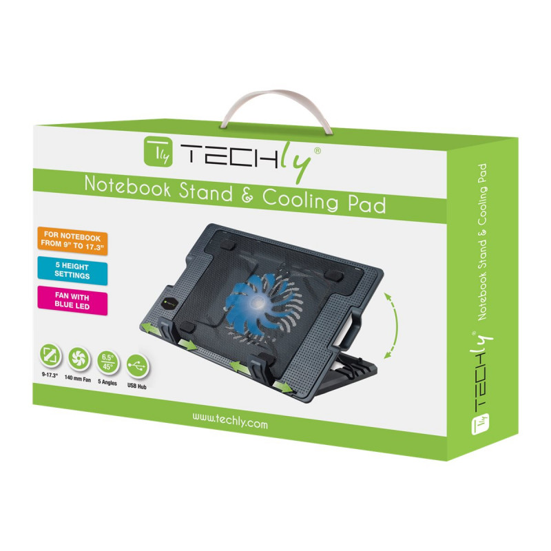 TECHLY 106244 Techly Notebook computer cooling pad and adjustable stand, up to 17.3