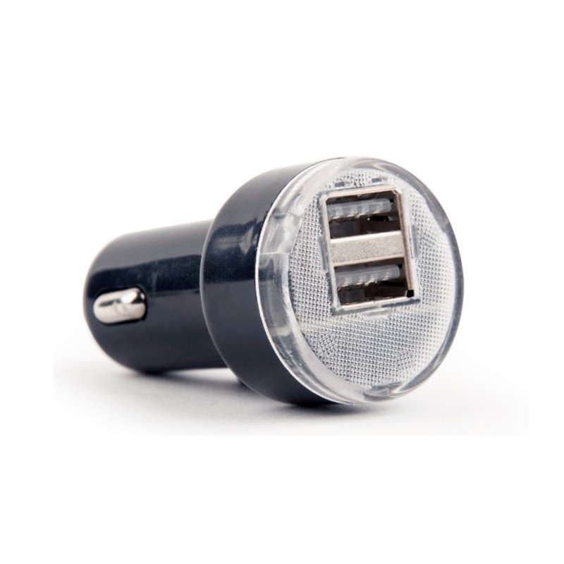 Gembird 2-port USB car charger EG-U2C2A-CAR-02 Black, 2.1 A