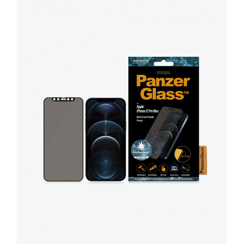 PanzerGlass Apple iPhone 12 Pro Max Case Friendly Privacy AB, Black PanzerGlass