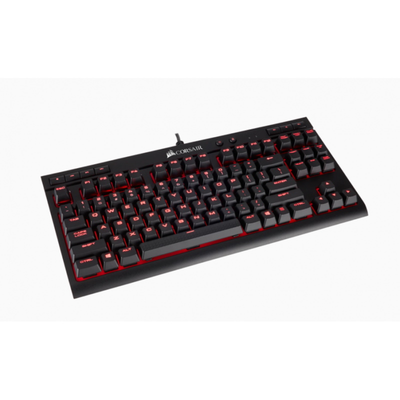 CORSAIR K63 Compact Mechanical Gaming Keyboard, Red Switch, NA Layout, Wired, Red/Black