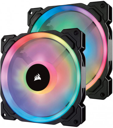 Corsair LL Series, LL140 RGB, 140mm Dual Light Loop RGB LED PWM Fan, 2 Fan Pack with Lighting Node PRO