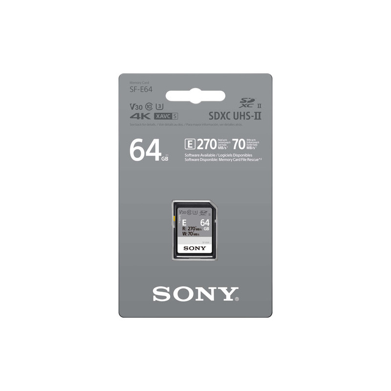 Sony 64GB SF-E Series SDXC UHS-II Memory Card, V30