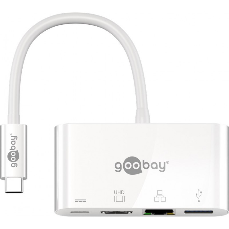 Goobay 62105 USB-C™ Multiport Adapter (HDMI + Ethernet, PD), White