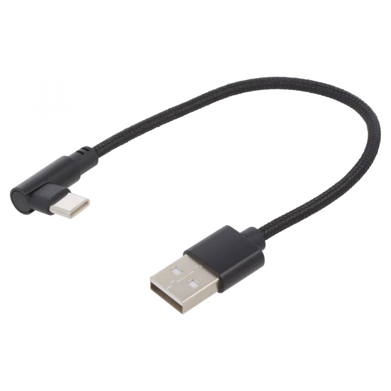 Gembird Angled USB Type-C charging and data cable CC-USB2-AMCML-0.2M 0.2 m, Black