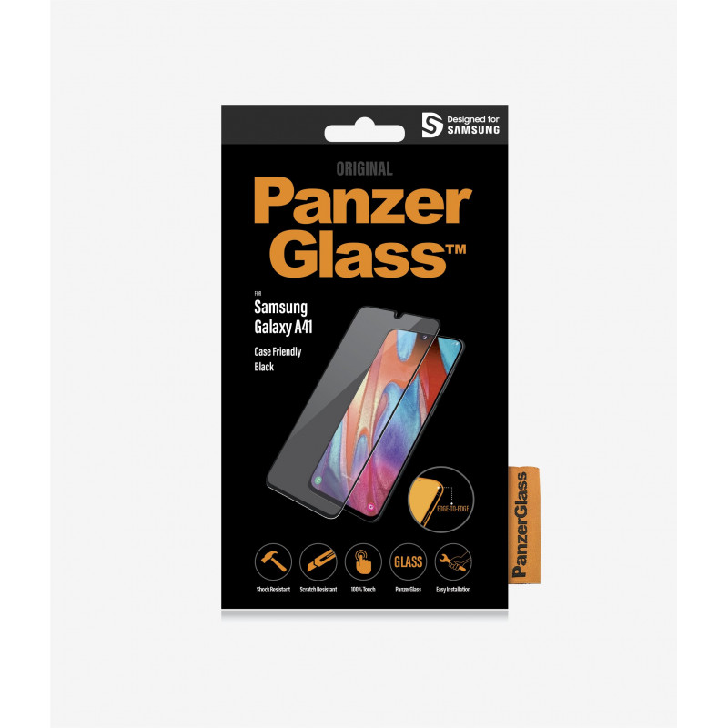 PanzerGlass Screen Protector, Samsung Galaxy A41, Glass, Black/Crystal clear