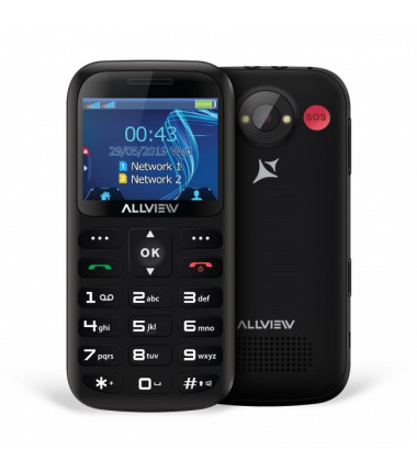 Allview D2 Senior Black, 2.31 ", TFT, 240 x 320 pixels, Dual SIM, Bluetooth, 3.0, Built-in camera, Main camera 1.3 MP, 1400 mAh