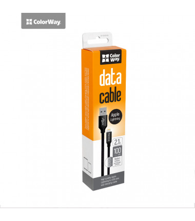 ColorWay Data Cable Apple Lightning Charging cable, Fast and safe charging, Stable data transmission, Black, 1 m