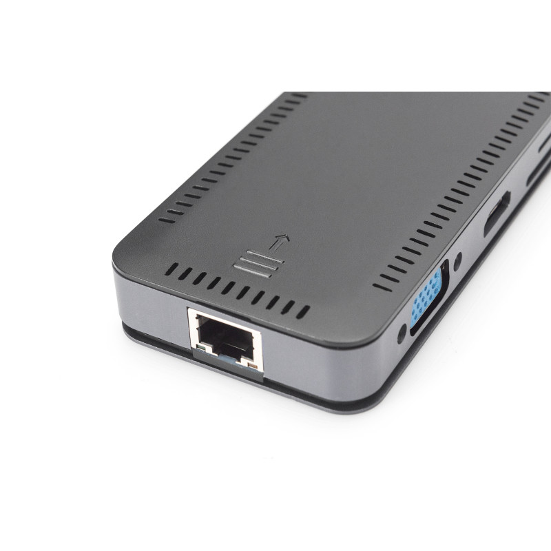 DIGITUS 11 in 1 USB-C Docking Station & SSD Enclosure 4x USB 3.0, 1x VGA, 1x HDMI, RJ45, M.2 SSD
