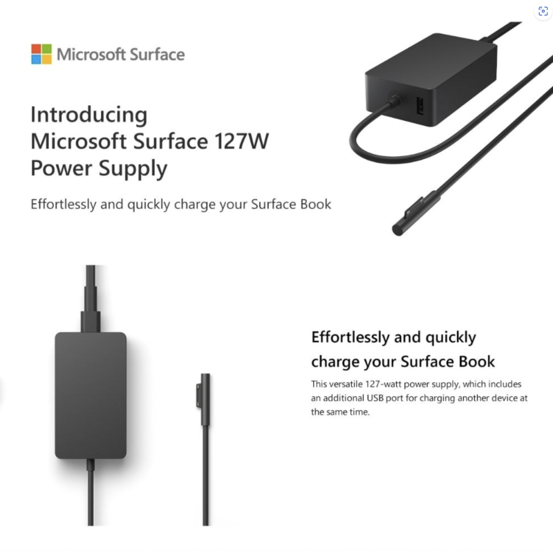 Microsoft Surface Book Laptop Studio genuine charger 127W