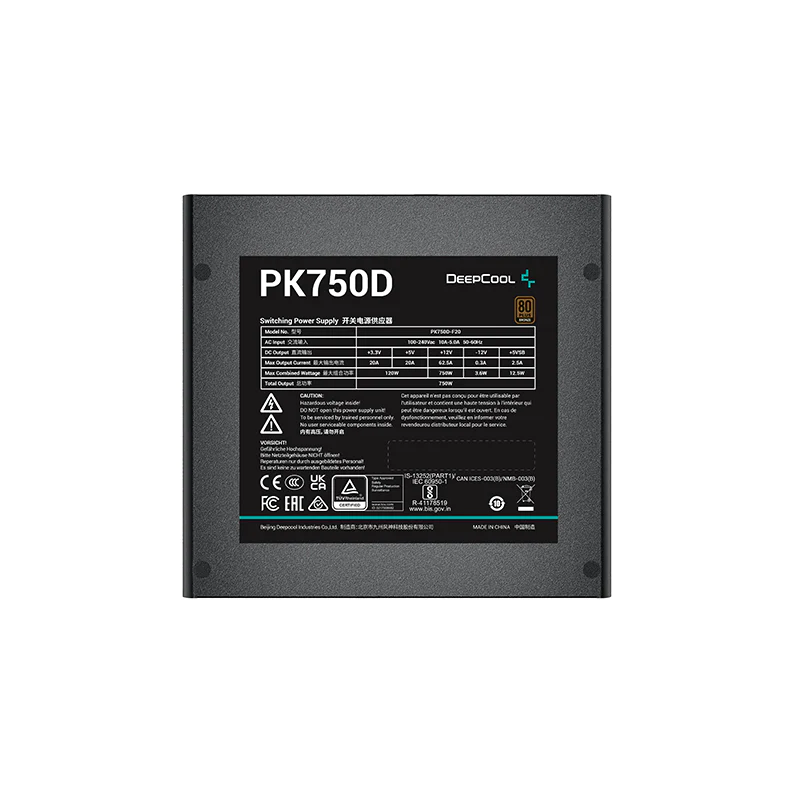 Deepcool PSU PK750D 80 PLUS Bronze ATX12V V2.4, 750 W