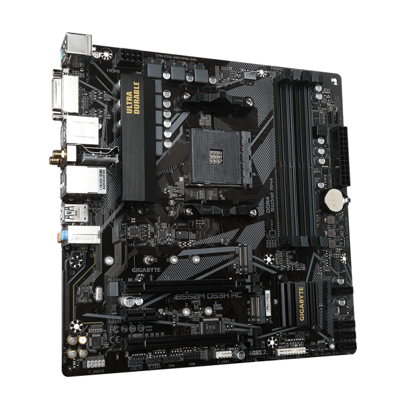 Gigabyte B550M DS3H AC 1.0/1.1/1.2/1.3 M/B Processor family AMD, Processor socket AM4, DDR4 DIMM, Memory slots 4, Supported hard