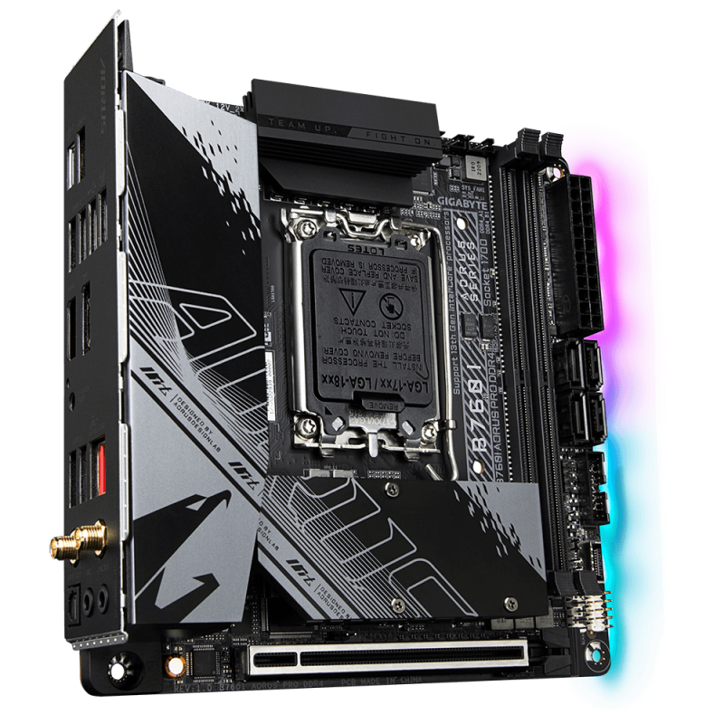 Gigabyte B760I AORUS PRO DDR4 1.0 M/B Processor family Intel, Processor socket  LGA1700, DDR4 DIMM, Memory slots 2, Supported ha