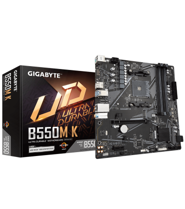 Gigabyte B550M K 1.0 M/B Processor family AMD, Processor socket AM4, DDR4 DIMM, Memory slots 4, Supported hard disk drive interf