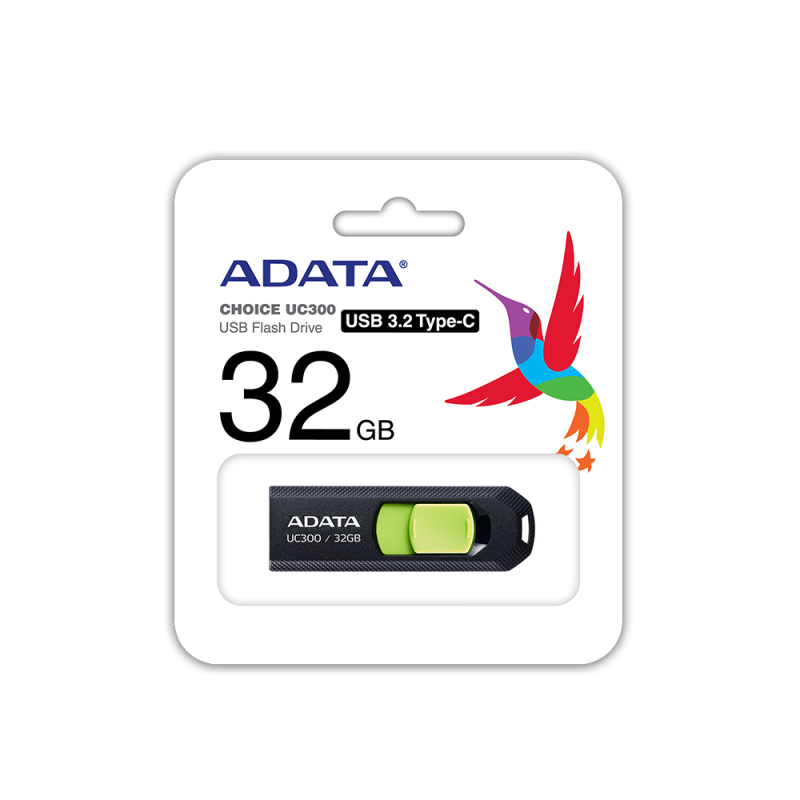 ADATA FlashDrive  UC300 32 GB,  USB 3.2 Gen 1, Black/Green
