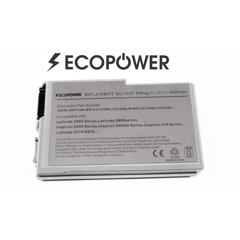 Dell C1295 Latitude D510 D520 D530 D540 D600 D610 EcoPower 6 celių 4400mah baterija