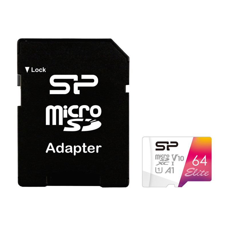 Silicon Power microSDHC UHS-I Memory Card Elite 64 GB, microSDHC/SDXC, Flash memory class 10