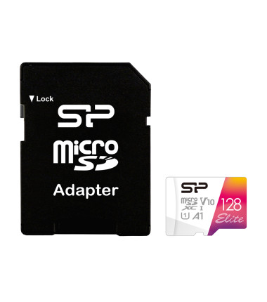 Silicon Power microSDHC UHS-I Memory Card Elite 128 GB, microSDHC/SDXC, Flash memory class 10