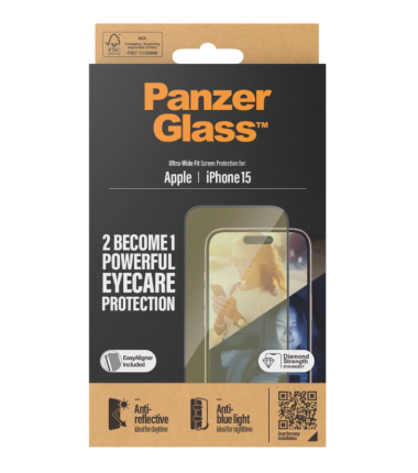 PanzerGlass Eyecare Screen Protection iPhone 2023 6.1 | Ultra-Wide Fit w. EasyAligner