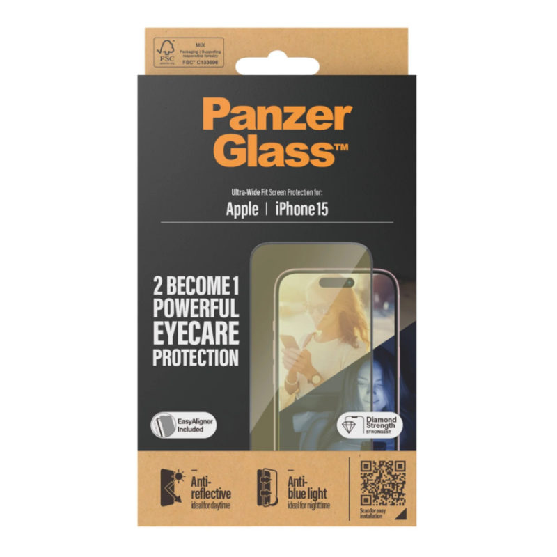 PanzerGlass Eyecare Screen Protection iPhone 2023 6.1 | Ultra-Wide Fit w. EasyAligner