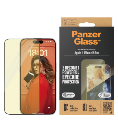 PanzerGlass Eyecare Screen Protection iPhone 2023 6.1 Pro | Ultra-Wide Fit w. EasyAligner