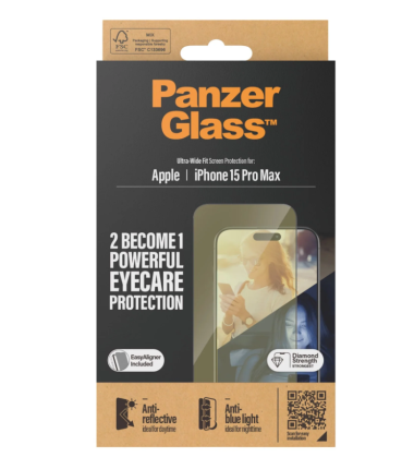 PanzerGlass Eyecare Screen Protection iPhone 2023 6.7 Pro Max | Ultra-Wide Fit w. EasyAligner