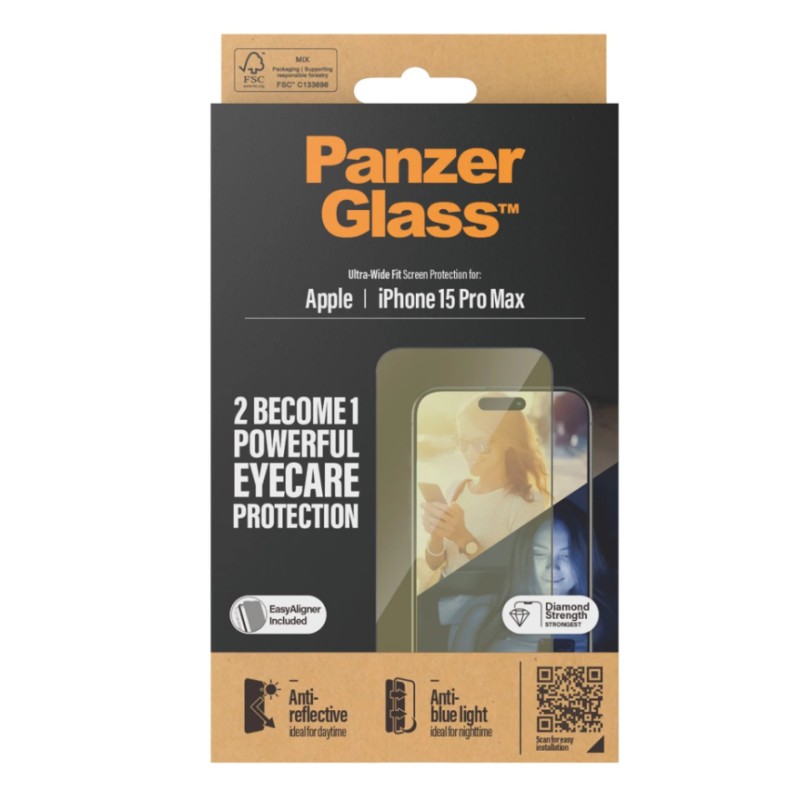 PanzerGlass Eyecare Screen Protection iPhone 2023 6.7 Pro Max | Ultra-Wide Fit w. EasyAligner
