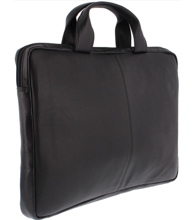Plevier Genuine Leather Laptop Bag up to 15.6-inch, Black
