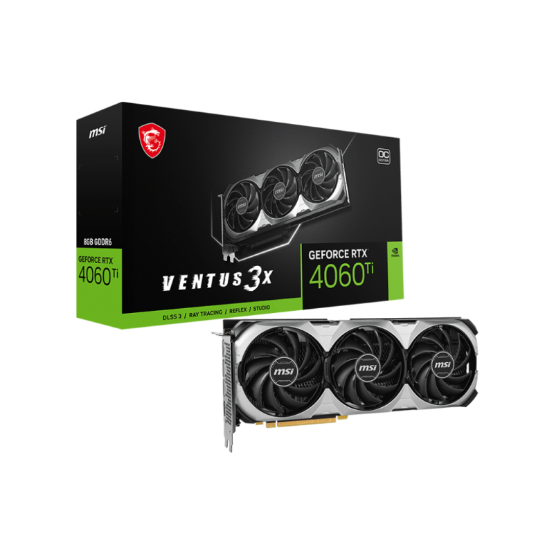 MSI GeForce RTX 4060 Ti VENTUS 3X 8G OC NVIDIA, 8 GB, GeForce RTX 4060 Ti, GDDR6, PCI Express Gen 4 x16, HDMI ports quantity 1, 