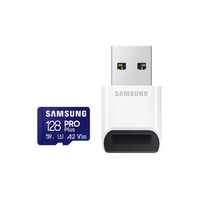 SAMSUNG 128GB, PRO Plus MicroSD Card with SD Adapter, Blue