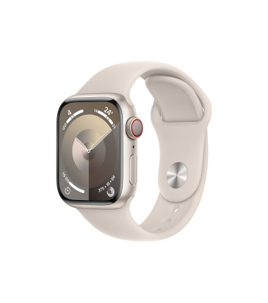 Apple Apple Watch Series 9 GPS + Cellular 41mm Starlight Aluminium Case with Starlight Sport Band - S/M
