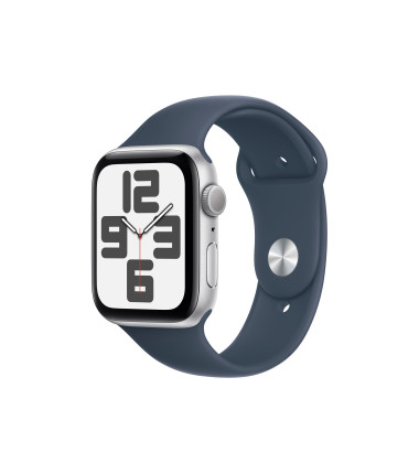Apple Watch SE GPS 44mm Silver Aluminium Case with Storm Blue Sport Band - M/L Apple