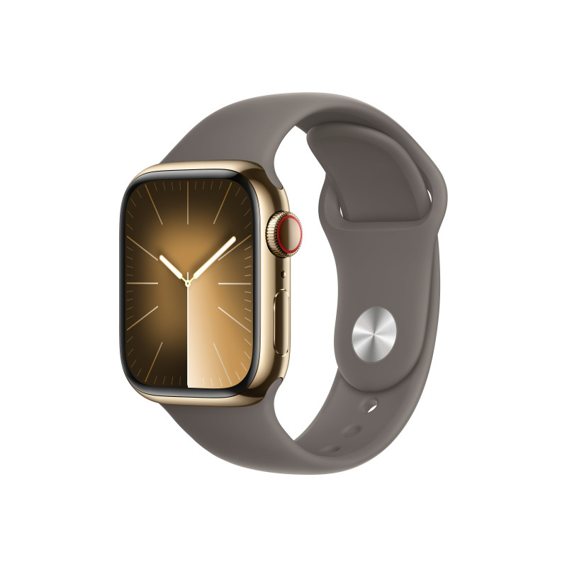 Apple Watch Series 9 GPS + Cellular 41mm Gold Stainless Steel Case with Clay Sport Band - M/L Apple