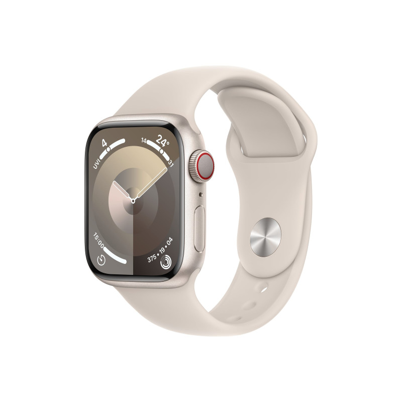 Apple Watch Series 9 GPS + Cellular 41mm Starlight Aluminium Case with Starlight Sport Band - M/L Apple