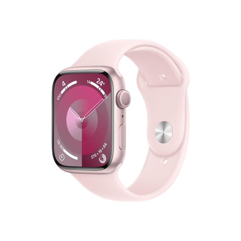 Apple Watch Series 9 GPS 45mm Pink Aluminium Case with Light Pink Sport Band - M/L Apple