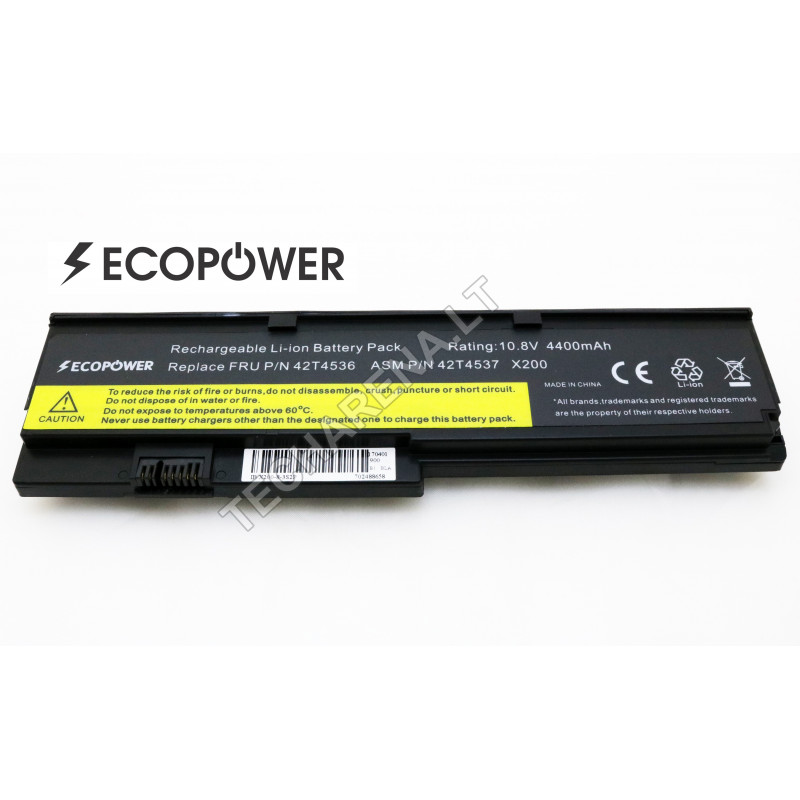 Lenovo 42T4647 42T4536 42T4537 ThinkPad x200 x201 EcoPower 6-cell 4400mAh battery