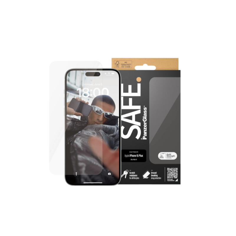 PanzerGlass SAFE. Screen Protector Iphone15 PLUS Ultra-Wide Fit PanzerGlass