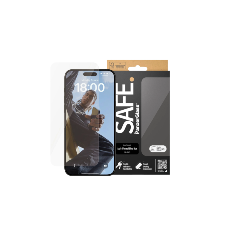 PanzerGlass SAFE. Screen Protector Iphone15 PRO MAX Ultra-Wide Fit PanzerGlass