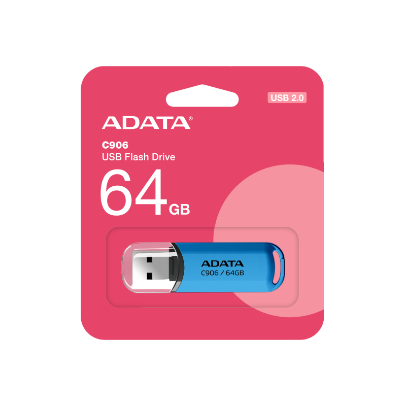 ADATA C906 64GB USB Flash Drive, Blue ADATA