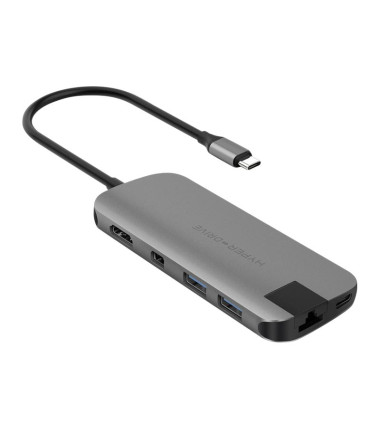 Hyper HyperDrive Universal  USB-C 8-in-1 Hub w HDMI, MiniDP & 60 W PD Power Pass-Thru - Space Grey
