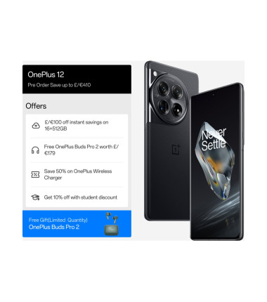 OnePlus 12 (Silky Black) DS 6.82" LTPO AMOLED 1440x3168/3.3GHz&3.2GHz&3.0GHz/256GB/12GB RAM/Android 14/WiFi,BT,4G,5G