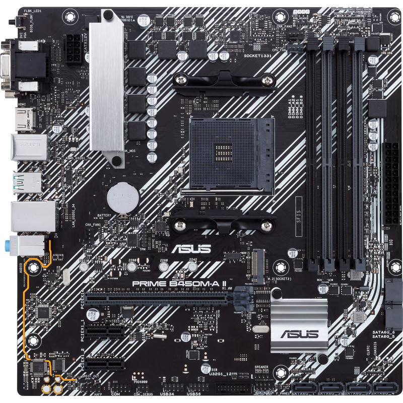 Asus | PRIME B450M-A II | Memory slots 4 | Number of SATA connectors 6 x SATA III | Chipset AMD B | Micro ATX | Processor family